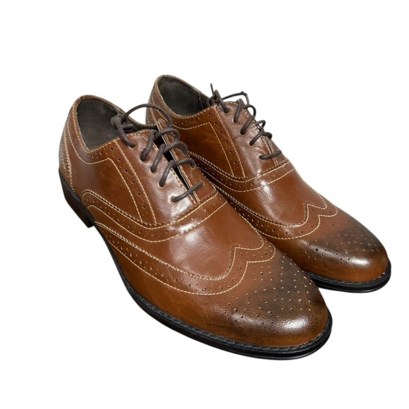 Madden Franky Brown Faux Leather Wingtip Dress Shoes Mens 8.5M main image 3